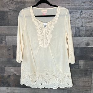 New Pretty Lightweight Cream 3/4 Sleeve Toffee Apple Top